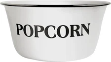 CWI 3.7-Quart Enamelware Popcorn Bowl - Round White Dish with 1 bowl, 