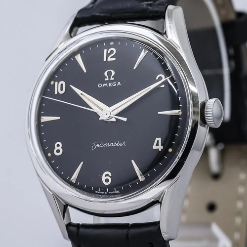 Vintage 1956 *NEAR MINT* OMEGA Seamaster Cal.284 Manual Winding Black 35mm Men's