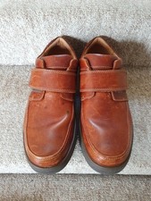 Clarks Un Abode Strap Loafer Men's UK 9.5H Dark Tan Leather Comfort Casual Shoes