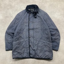 Barbour Polarquilt Quilted Jacket Mens Small Duracotton Fleece Snap Coat, Navy