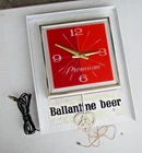 Vintage 1967 BALLANTINE BEER Sign Lighted Bar Wall Clock w/Working Pendulum