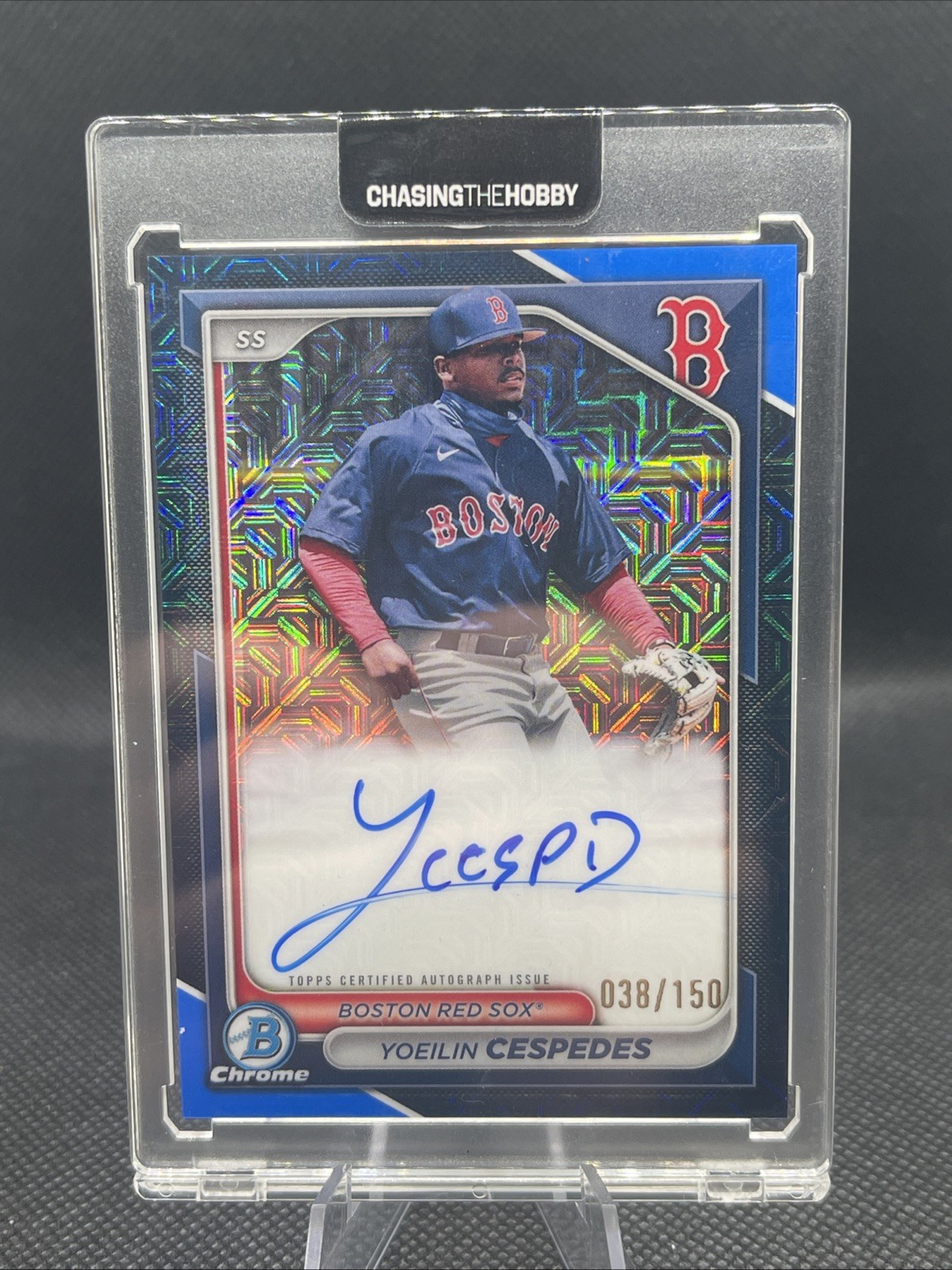 2024 Bowman Chrome Yoeilin Cespedes Blue Mojo Refractor Auto #BMA-YC RedSox /150