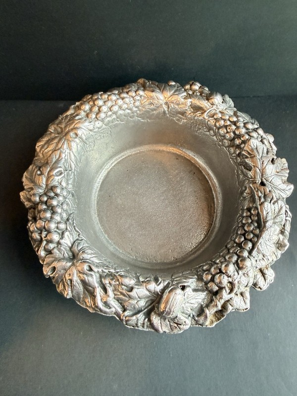 VINTAGE Arthur Court Pewter Wine Coaster, Grape Vine Pattern, c. 1988