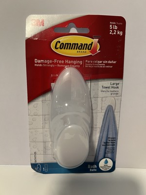 New 3M Command Large Towel Hook Bath Holds 5 lb 2.2 kg Better than Suction Cups