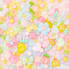 50PCS Clear Cute Charms Assorted Colorful Resin Charms Set Scrapbooking Ornament