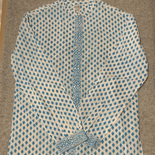 S&R Lawrence Women's S Blue Woven Cotton Kurta/Kurti Tunic Top