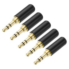 5Pcs 3.5mm 3 Pole Replacement Repair Plug Jack, Stereo Male Plug, Black