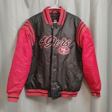 NFL San Francisco 49ers Men's Bomber Jacket Black And Red Size Medium 