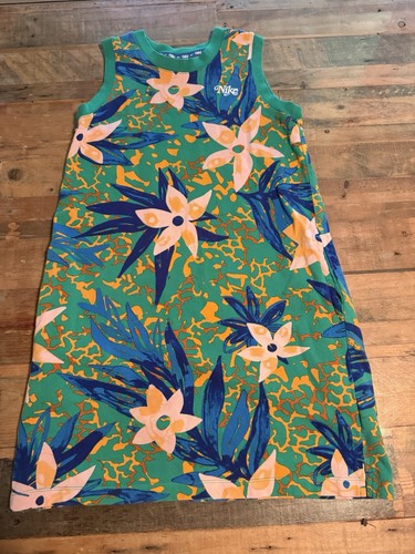 Nike Girls Shift Dress L, Sleeveless Floral Crew Neck Logo Pullover Knee