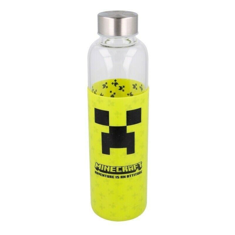 Minecraft Glass Bottle with Silicone Sleeve | Officially Licensed New