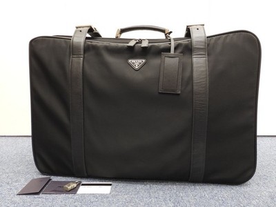 Prada Tessuto Saffiano Leather 2 Wheel Carry On Travel Bag Black V410/B japan