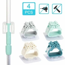 4X Mop and Broom Holder Rack Tool Organizer Hooks Hanger Wall Mount Bathroom Hot