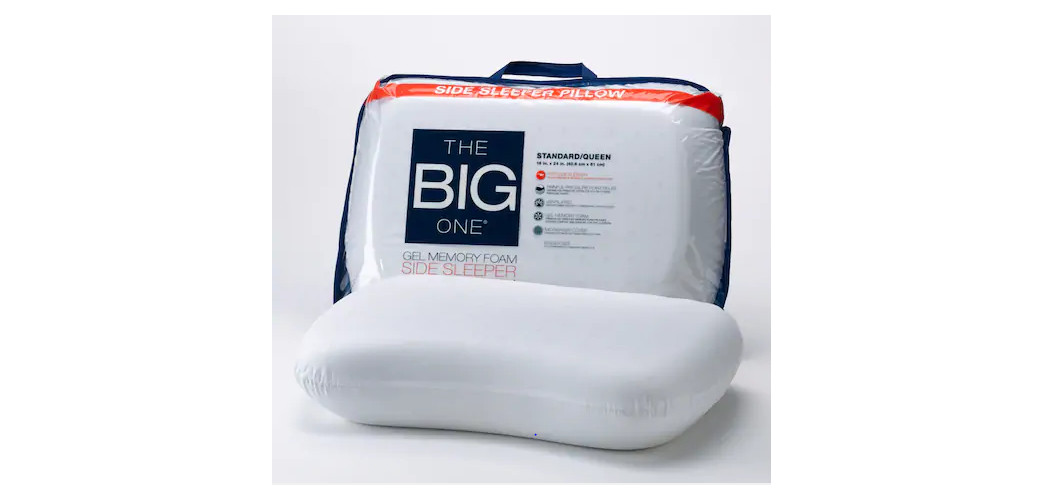 The Big One Gel Memory Foam Side Sleeper Pillow Standard Queen: 16 x 24 x 5 NEW