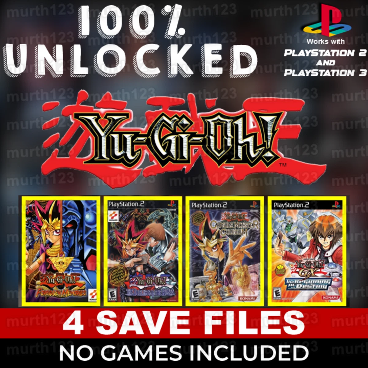Yu-Gi-Oh! yugioh Forbidden Memories PS1 PS2 PS3 Memory Card 100% Beaten  Unlocked