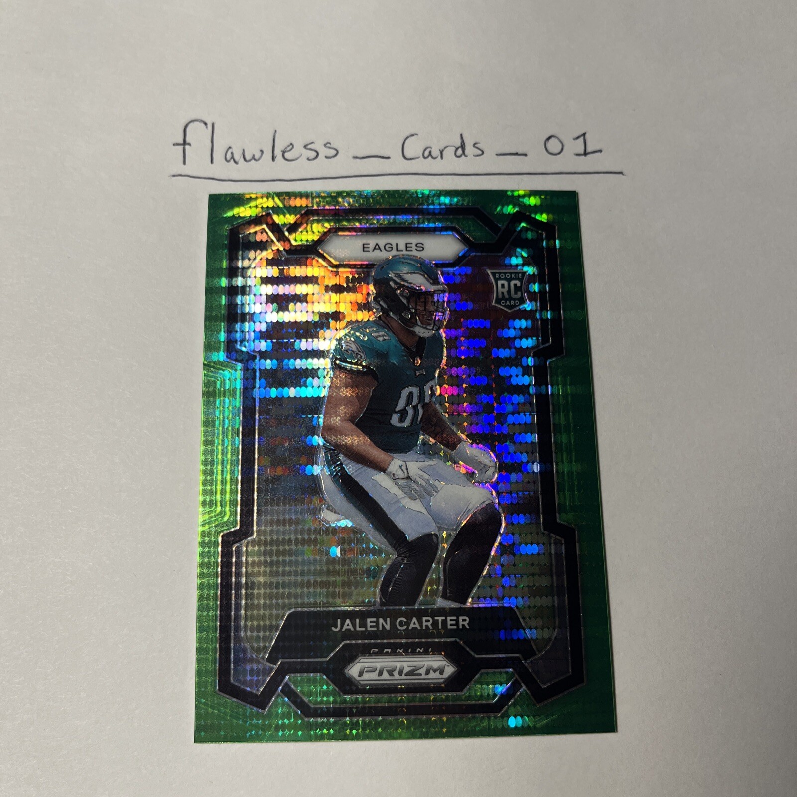 Jalen Carter 2023 Prizm Rookie RC Neon Green Pulsar  #381 Philadelphia Eagles