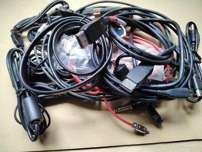 Bulk Lot Computer Cables Mix HDMI USB SATA? FIREWIRE? S VIDEO PC BUILD CABLES