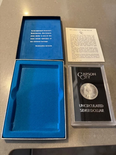 1885 cc Morgan Silver Dollar in GSA holder w/card, nice, uncirculated coin
