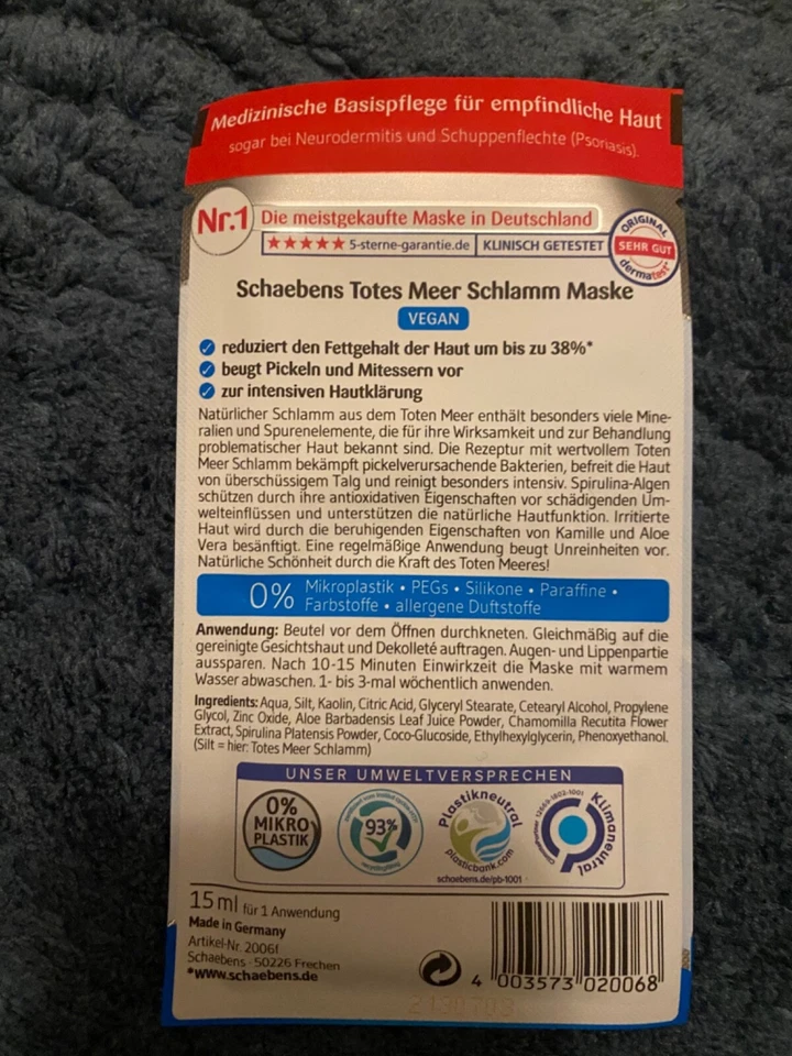 Schaebens Dead Sea Mud Mask, 10 x 15ml, Germany's most sold Mask - Image 3 of 3