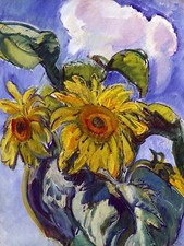 SUNFLOWERS by N. Tarkhov sky clouds Tile Mural Kitchen Backsplash Marble Ceramic