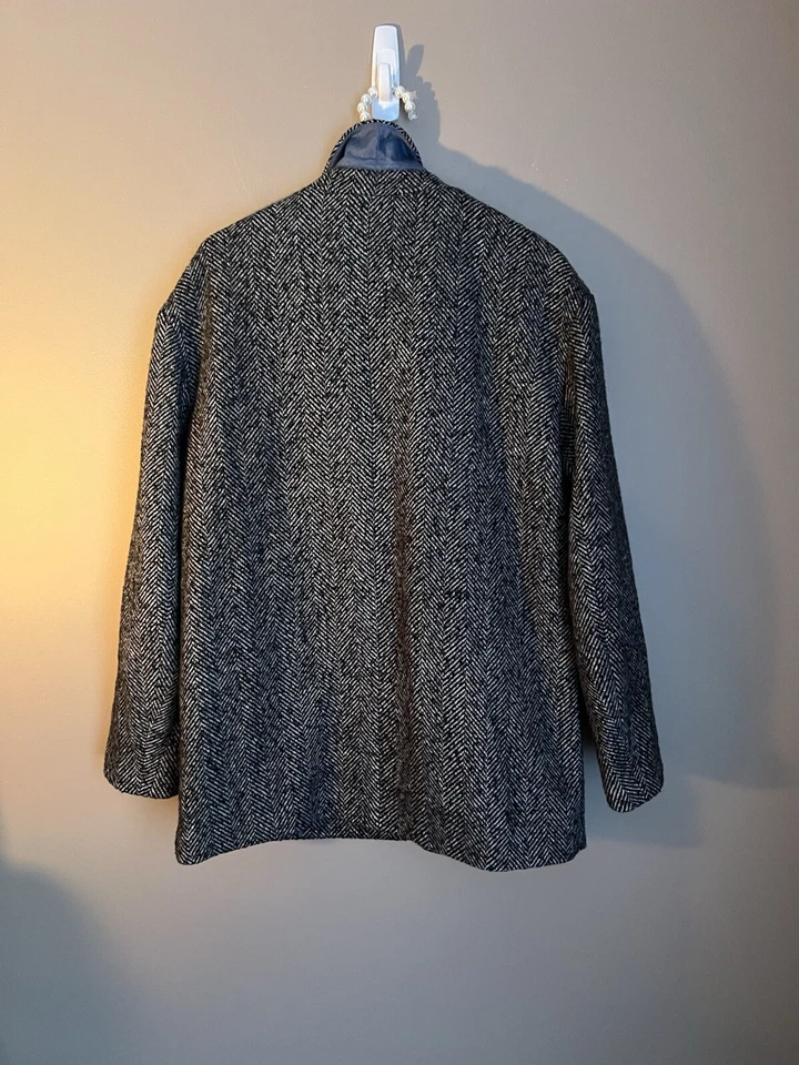 Chaqueta Blazer Gap Mujer Negro/Blanco Mezcla Lana Forrada Espiga Talla M Foto 4 de 4