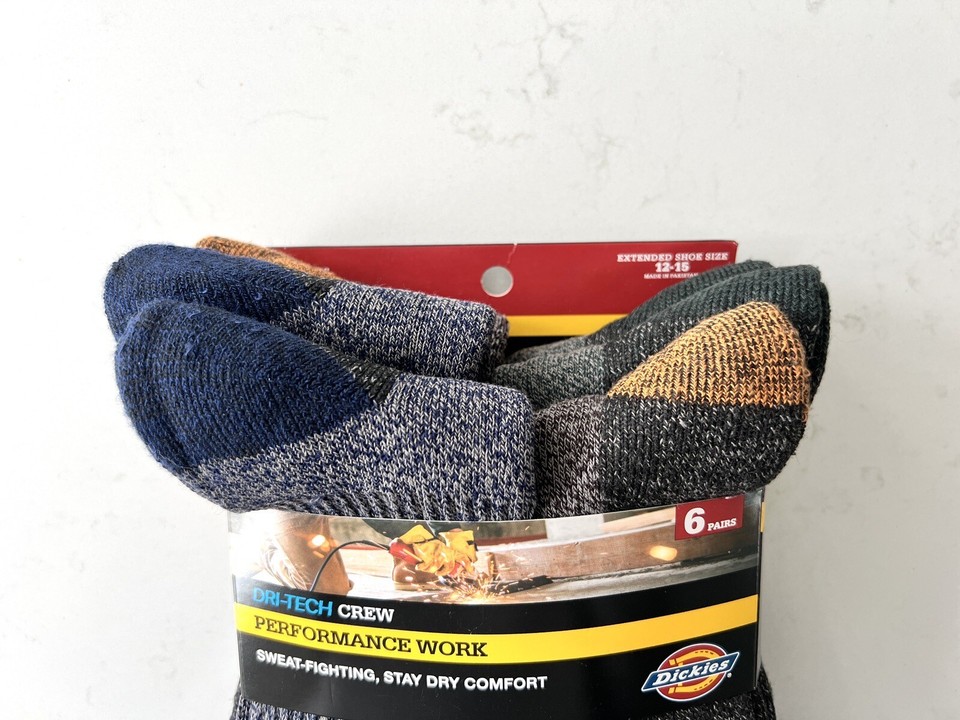 Dickies Dri-tech Performance Work Socks Men Size 12-15 Heathered ...