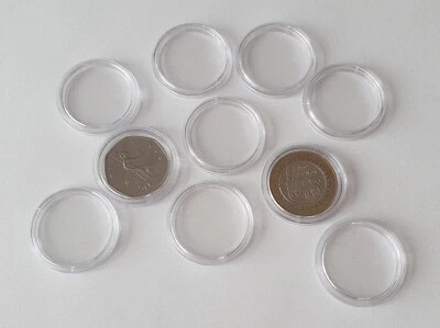 10x Coin Capsules Size 29mm Clear £2 Two Pound Coins Storage Fifty Pence