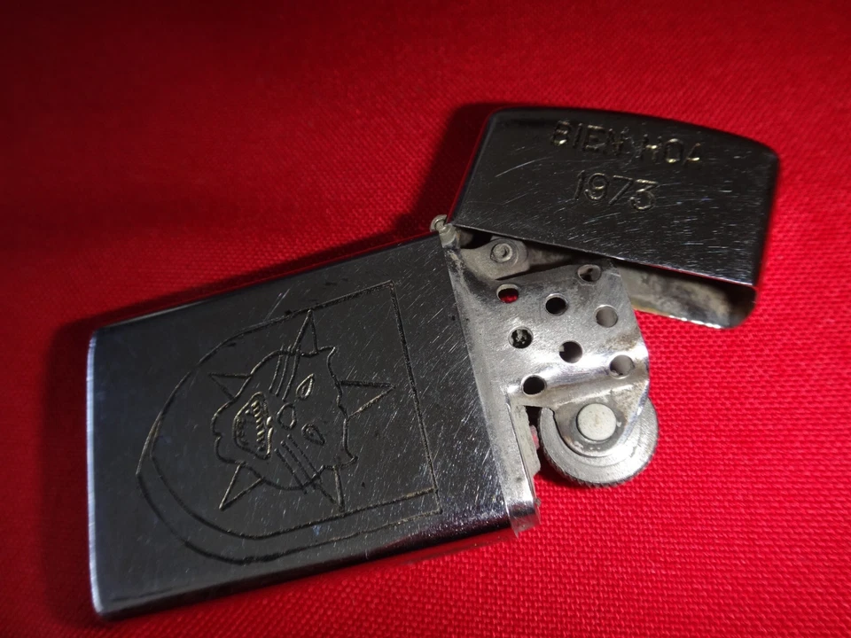 Vietnam War Zippo Slim Lighter  BIEN HOA 1973, ARVN Ranger PANTHER'S Head Logo - Image 3 of 4