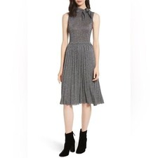 NWT Kate Spade Metallic Knot Sweater Dress Star Bright Dark Silver Sz LARGE