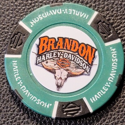 BRANDON HD ~ FLORIDA (Green Full Color) Harley Davidson Poker Chip CLOSED