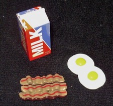KITCHEN LITTLES BARBIE TYCO MATTEL MINIATURE FOOD BREAKFAST EGGS BACON MILK LOT
