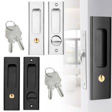 158mm Sliding Door Key Lock Mortise Lock Pocket Door Lock Handle With Key Silver