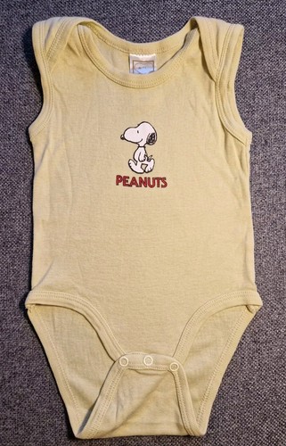 Baby Snoopy Vest 3-6 Months Unisex Green Bodysuit Boy Girl Peanuts (D65)