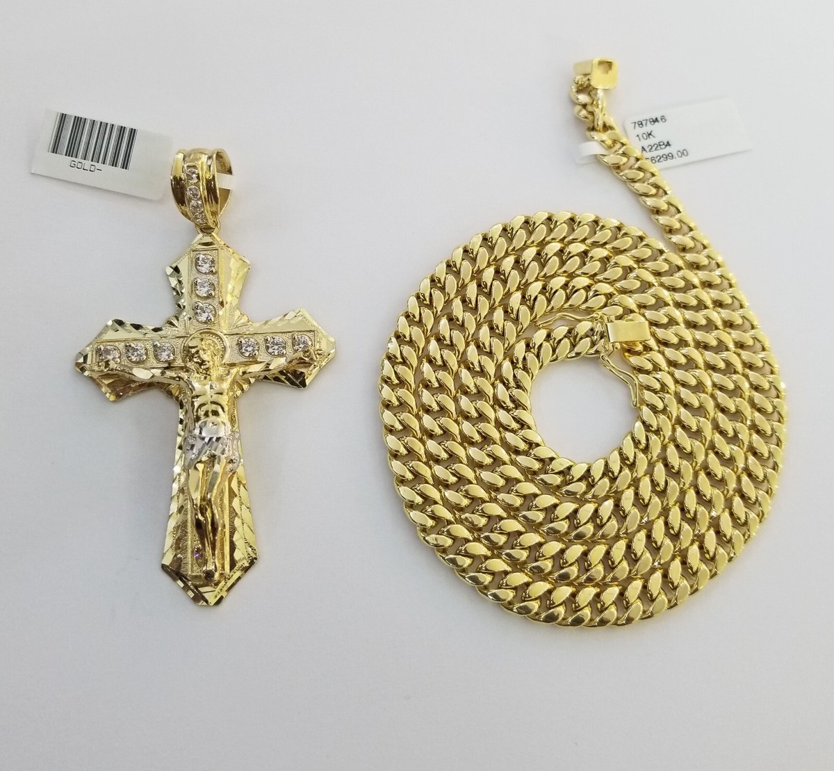 Gold Plated Rope Chain For Men 24K Gold Cross Necklace For Men