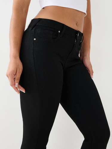 True Religion Women's Becca Crystal Studs Bootcut Stretch Jeans in Black Rinse - Picture 6 of 9