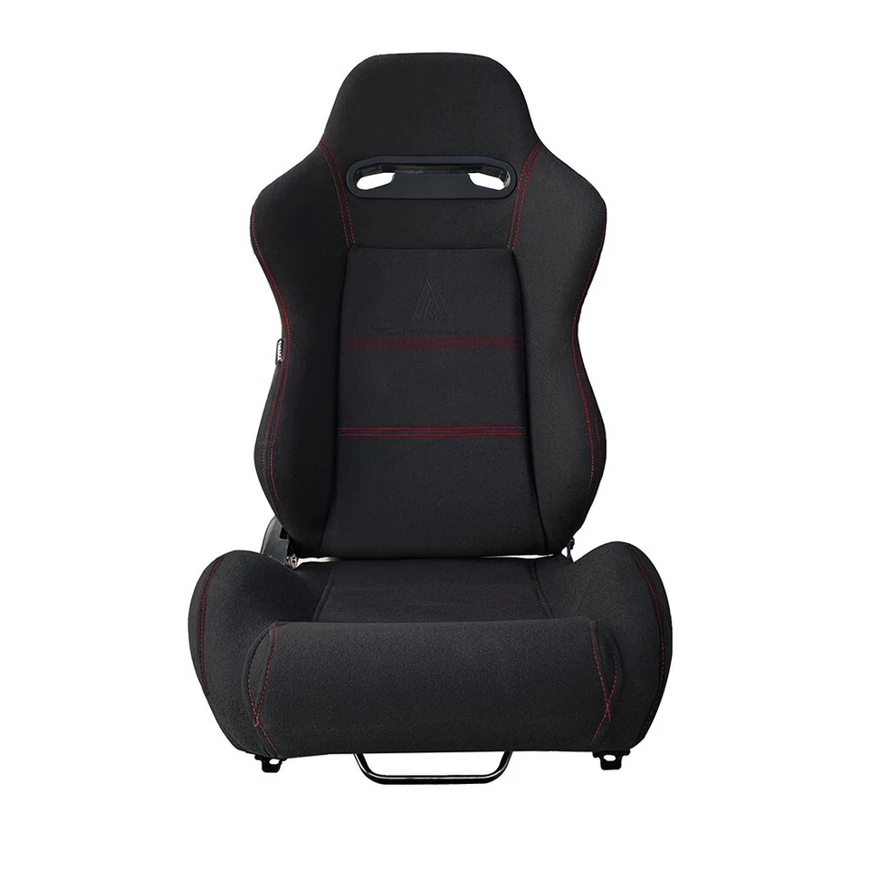 PAR DE ASIENTOS DE CARRERAS TANAKA TELA NEGRA + PUNTADA ROJA PARA FORD **** Foto 2 de 4