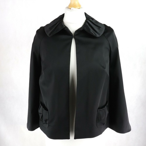 COAST Bolero Jacket Womens UK 8 Black 3/4 sleeves Shrug Dress Overcoat Wedding