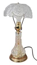 NEW WIRING Vintage Heavy Crystal Glass Star Boudoir Lamp Standard Light Socket