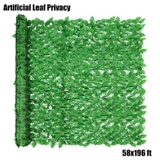 196x58ft Artificial Light Faux Laurel Leaf Privacy Fence Panel Screen Hedge