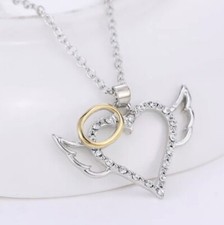 Heart Necklace With Wings Womens With Pendant