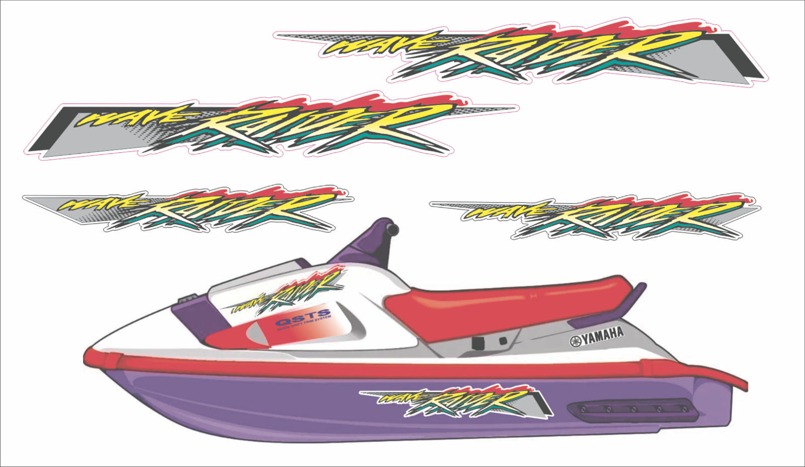 YAMAHA WAVERAIDER 1994 Graphics / Decal / Sticker Kit | eBay
