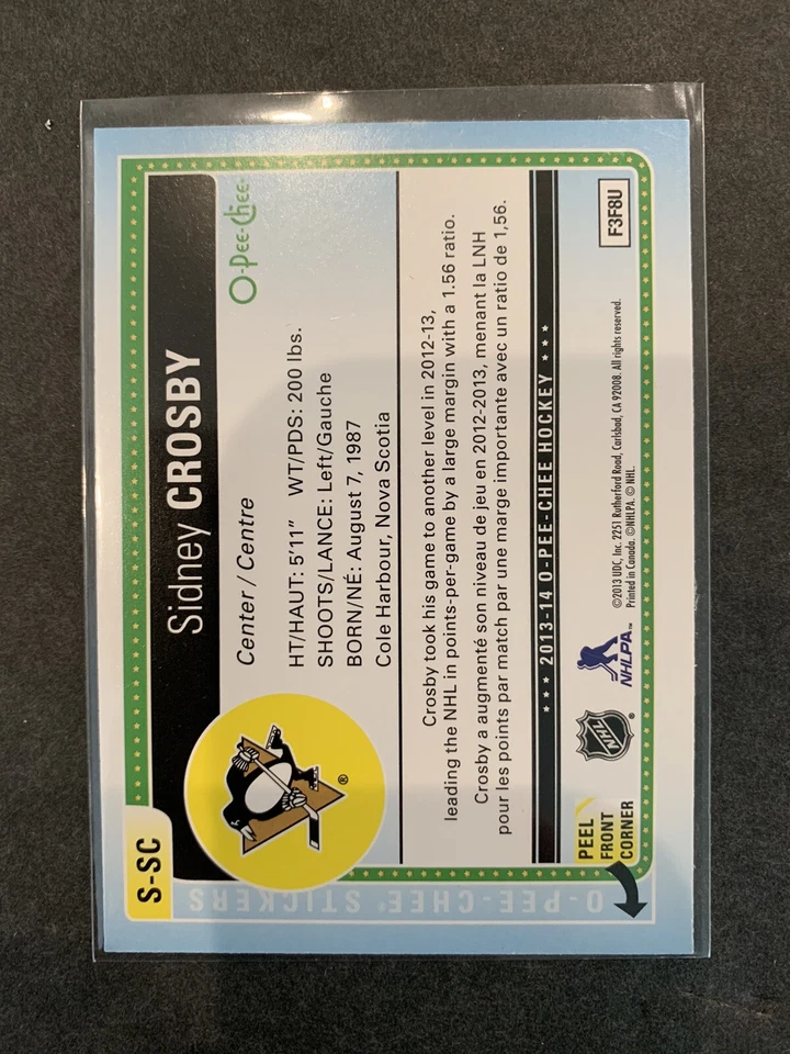 2013-14 O-Pee-Chee Hockey Stickers #S-SC Sidney Crosby - Image 2 of 2