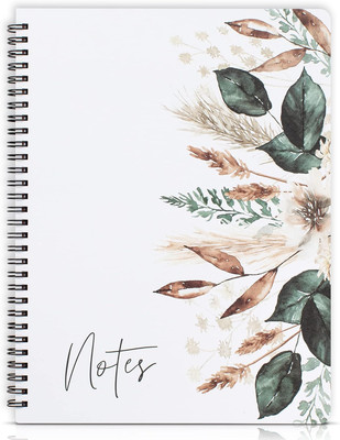 Aesthetic Spiral Notebook Journal for Women - Cute Dried Floral 10.5'' X 8.5'' Col