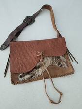 Vintage Handbag 11"x6" Crocodile Clutch 100 Genuine Shoulder Bag Brass Hardware