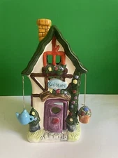 Imperfect Ceramic Cottage Tea Light Candle Holder House Figurine With Teapot