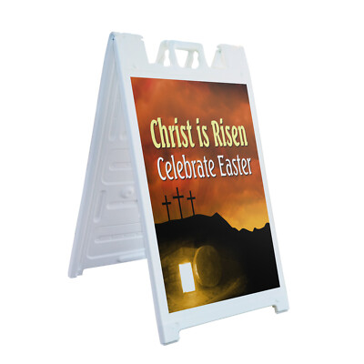 A-frame Sidewalk Christ Is Risen Celebrate Easter 24'' x 36'' Double Sided A-Frame