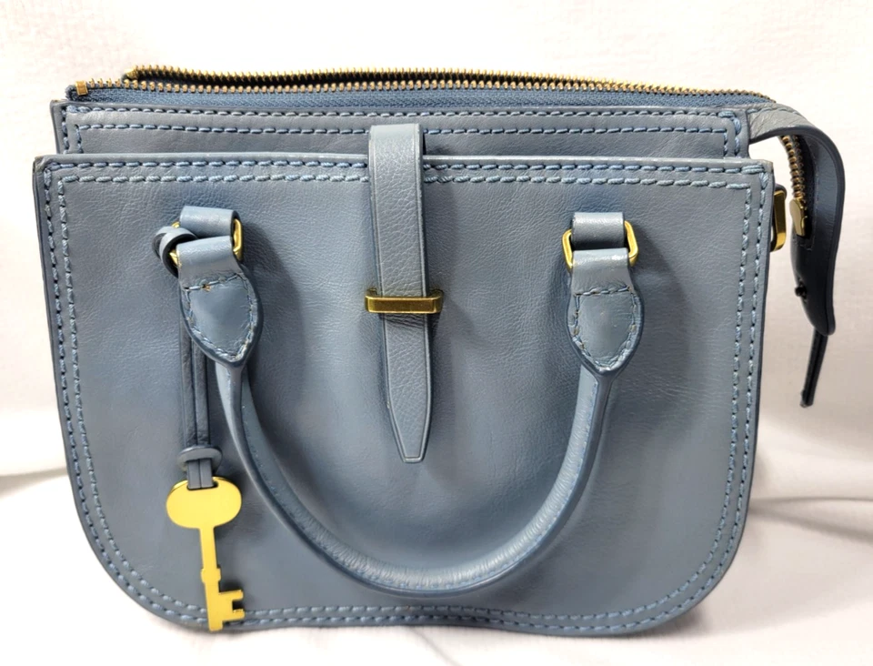 Mini Bolso Cartera Fossil Ryder Piel de Vaca Guijarro (Índigo Desteñido) Foto 2 de 4