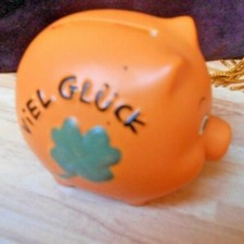 MINI SPARSCHWEIN Keramik - Spardose - Glücksschwein - ORANGE - Mitbringsel
