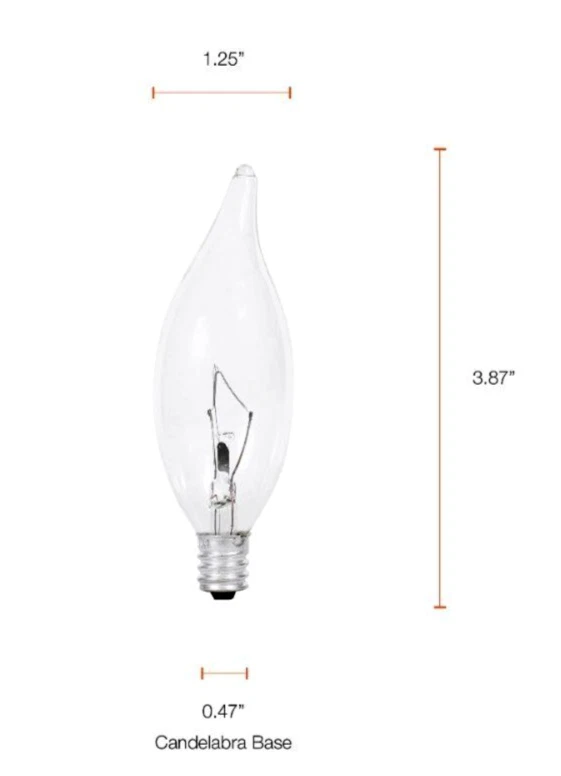 Sylvania 25W Double Life B10 Candelabra Base Light Bulbs Clear 4 Pack - Image 3 of 4