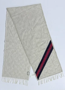 Foulard Gucci Nikky laine alpaga monogramme beige clair 570603 3 Go18