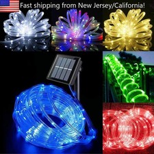 Super Bright Solar Rope Fairy Lights 100 LED Strip Outdoor Garden Landscape Lamp